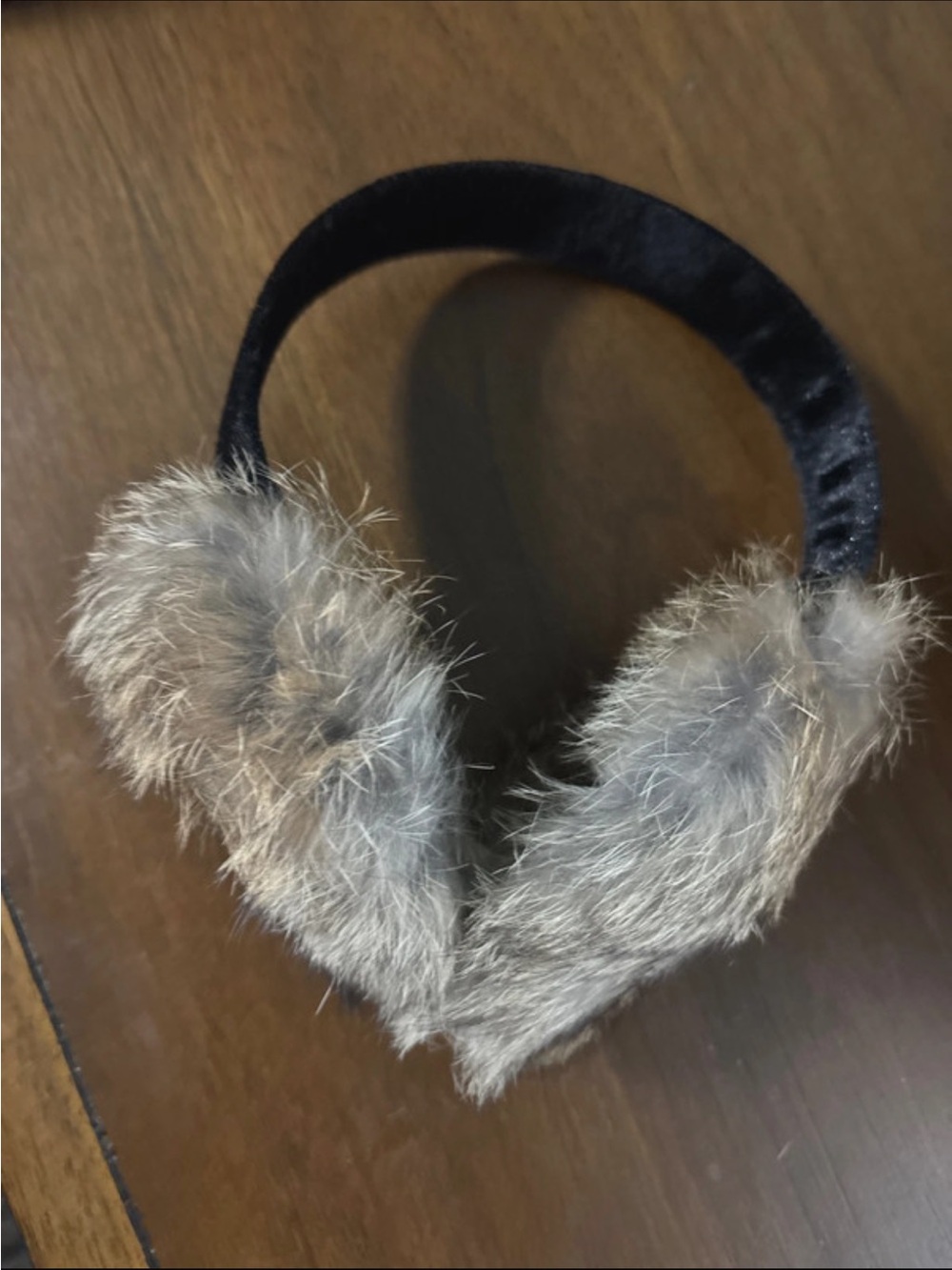Real Rabbit Fur Ear Muffs - Gray - Picture 2 of 3